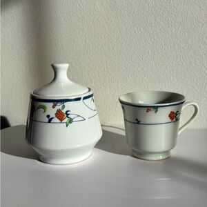 Floral Vintage Sugar Dish and Teacup Set